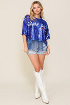 Sequin Game Day Fringe Top - RARA Boutique