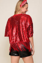 Sequin Game Day Fringe Top - RARA Boutique