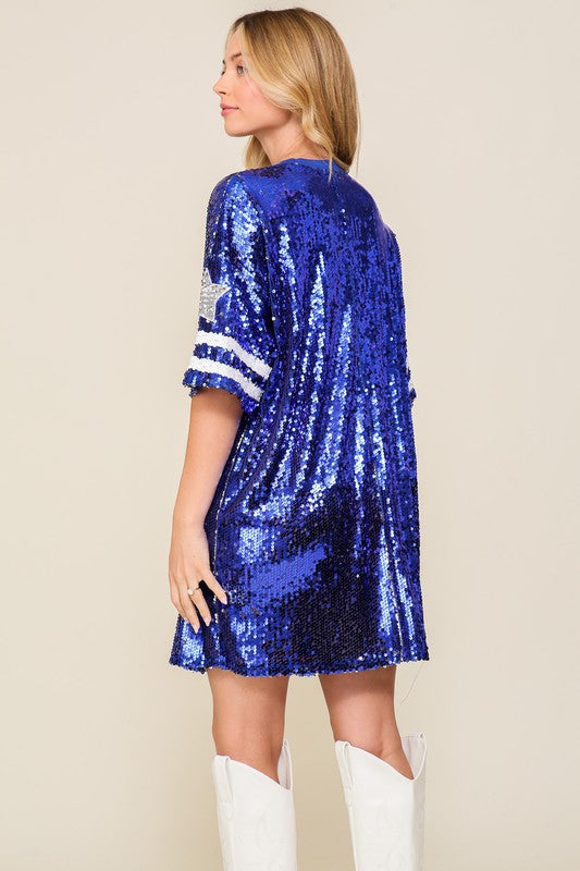 Sequin Game Day Jersey Shit Dress - RARA Boutique
