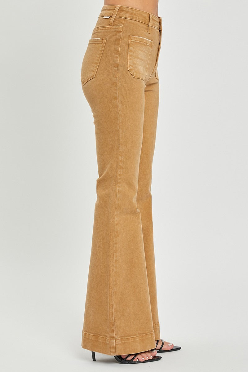 High Rise Patch Pocket Bell Bottom Jeans - Risen - RARA Boutique