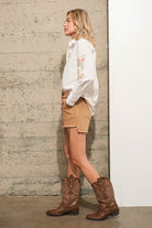 Embroidered Western Cowgirl Linen Shirt Blouse - RARA Boutique
