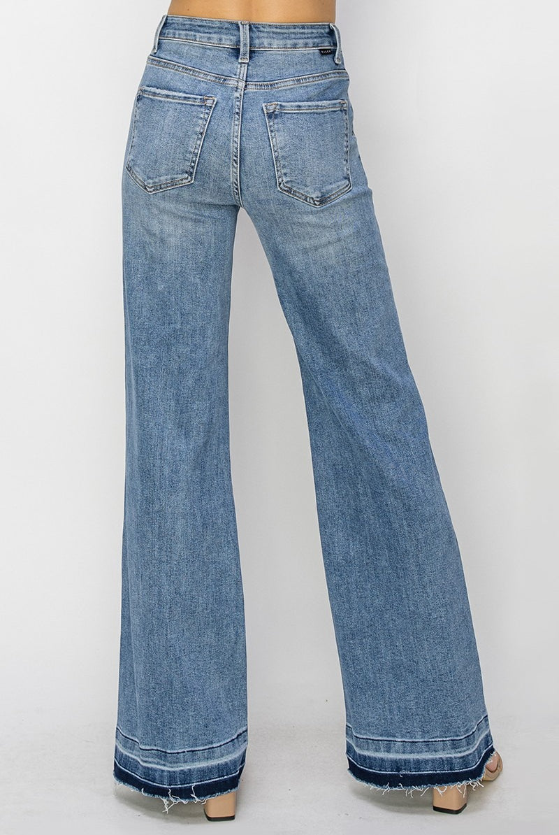 High Rise Medium Wash Front Seam Jeans - Risen - RARA Boutique