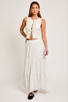 Satin Bow Cutout Knit Tank Top - RARA Boutique