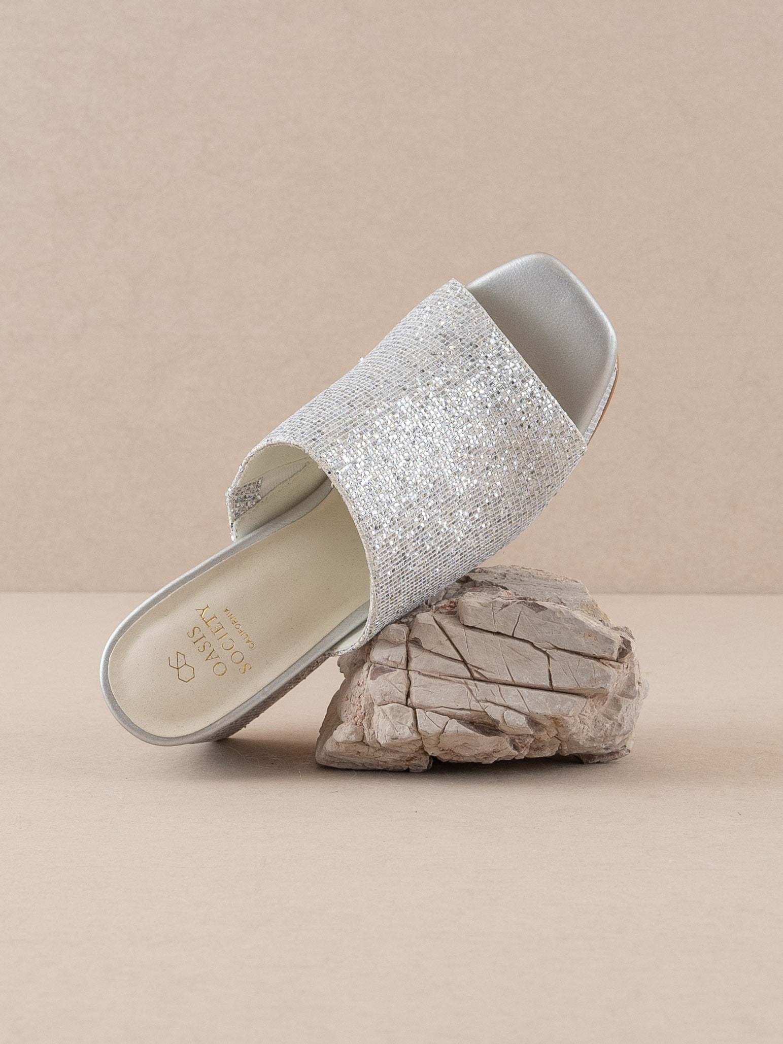 The Crystal - Sparkling Platform Slide - Oasis - RARA Boutique