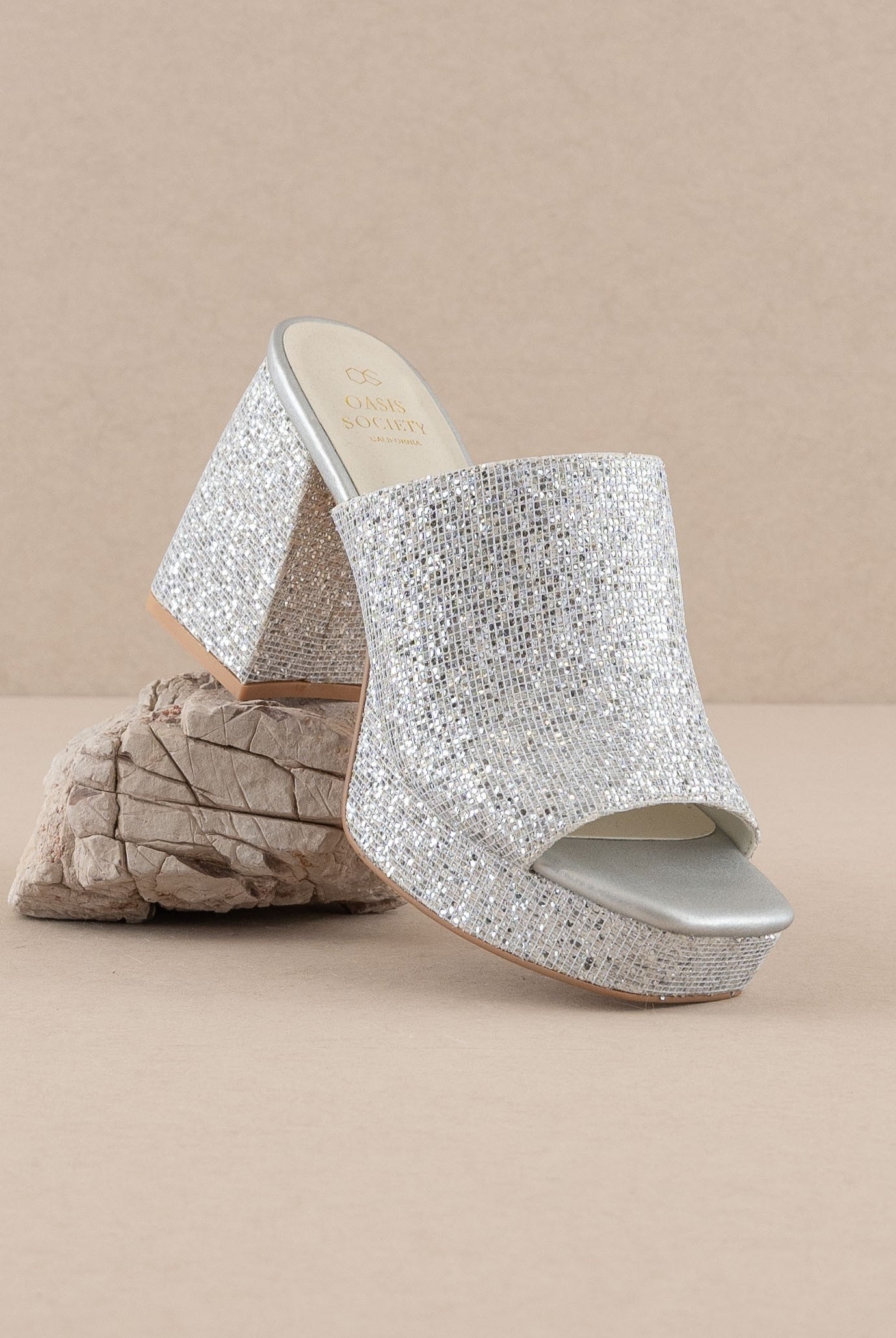 The Crystal - Sparkling Platform Slide - Oasis - RARA Boutique