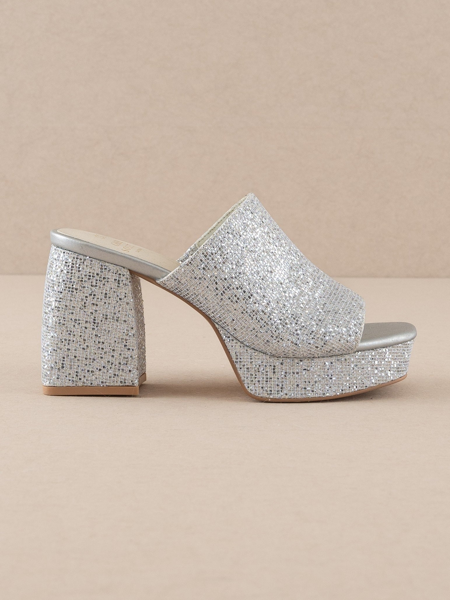 The Crystal - Sparkling Platform Slide - Oasis - RARA Boutique