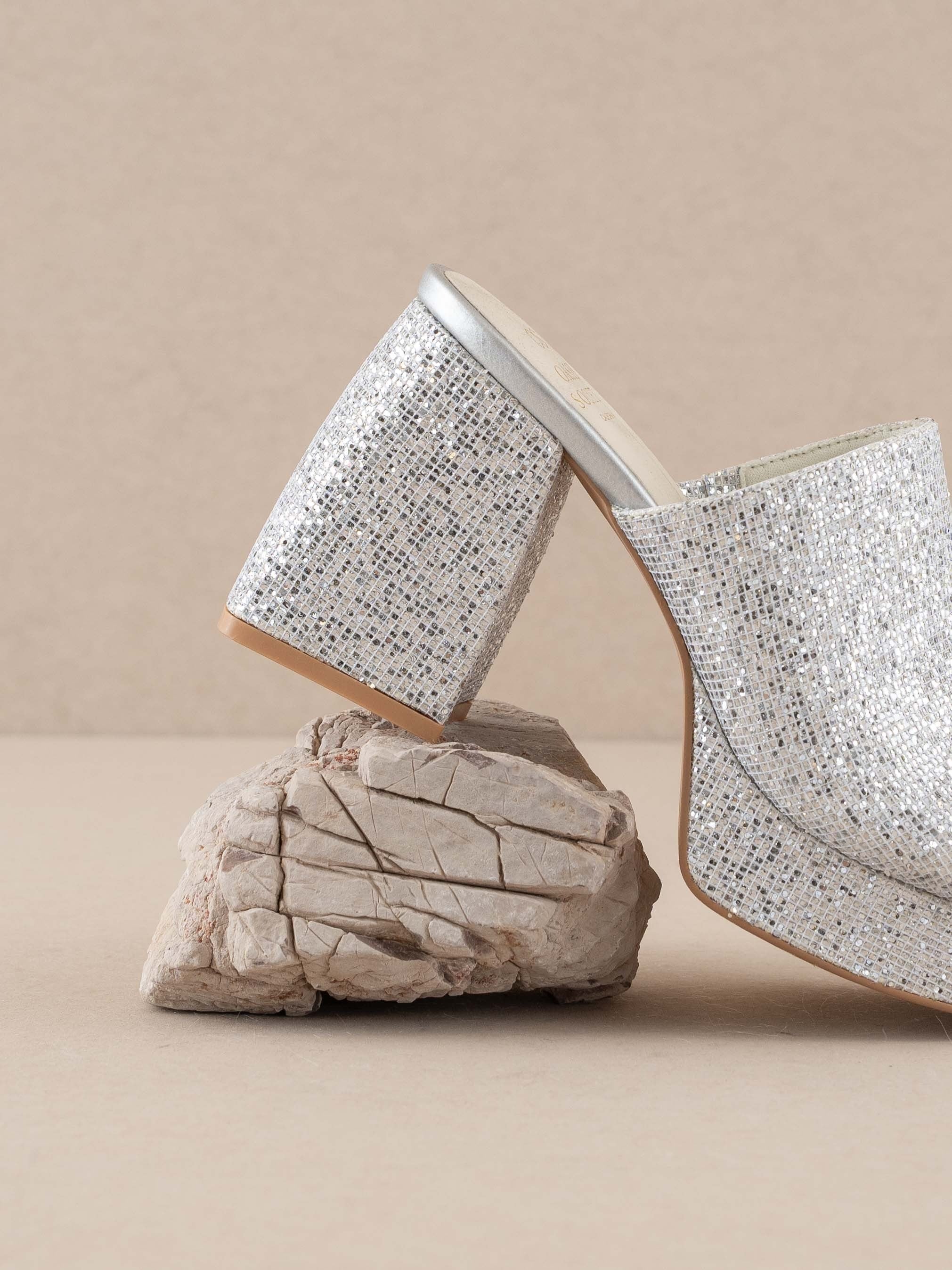 The Crystal - Sparkling Platform Slide - Oasis - RARA Boutique