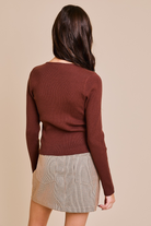 Satin Bow Cutout Knit Long Sleeve Top - Le Lis - RARA Boutique