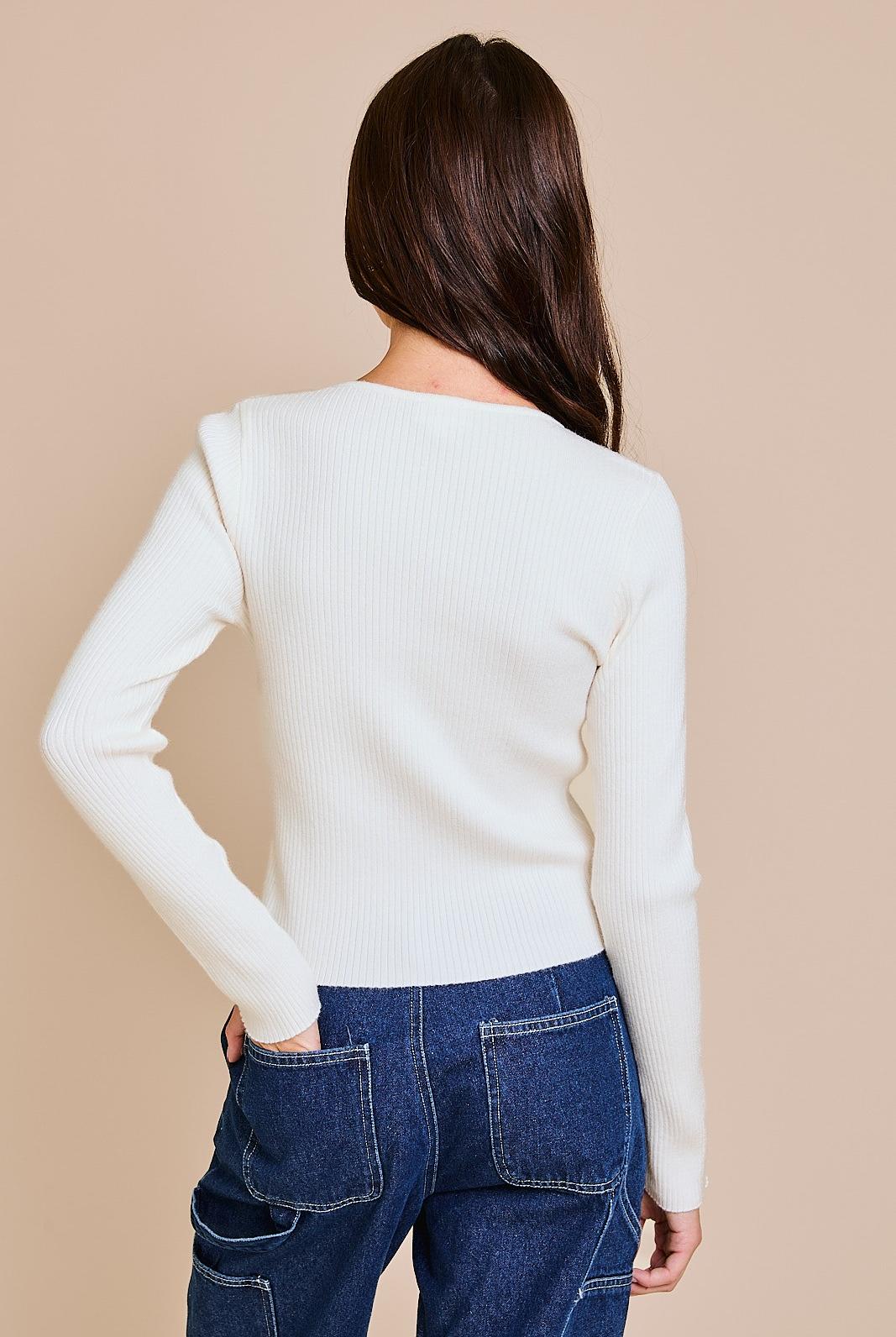 Satin Bow Cutout Knit Long Sleeve Top - Le Lis - RARA Boutique