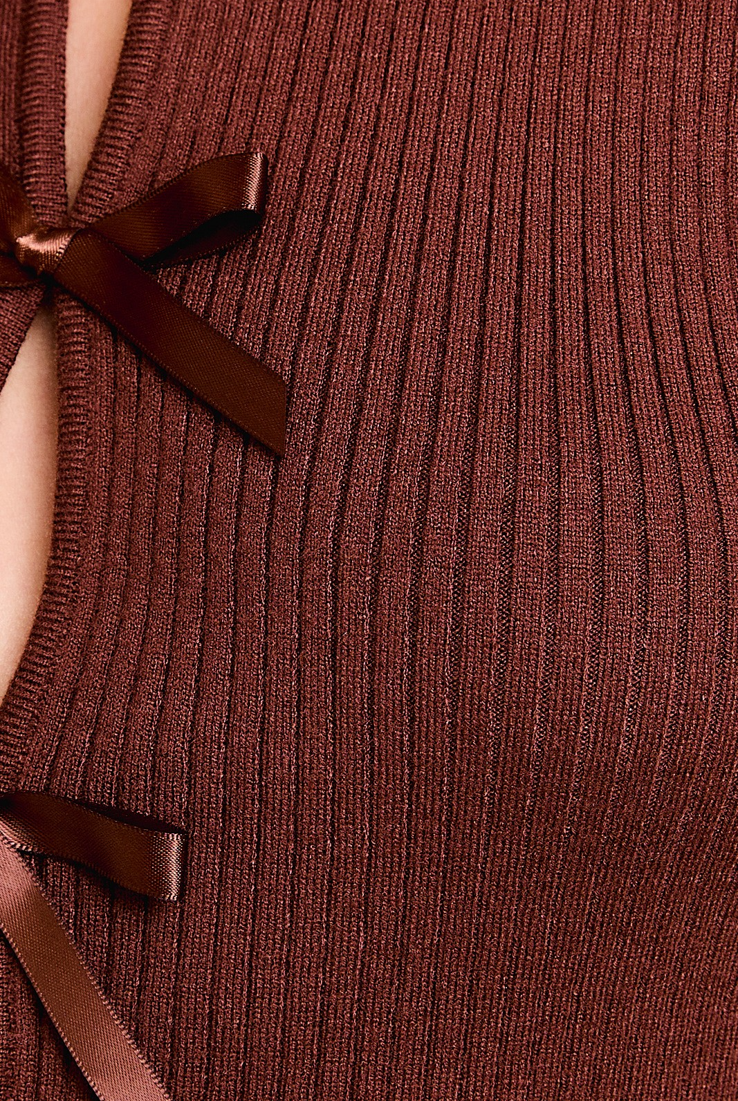 Satin Bow Cutout Knit Long Sleeve Top - Le Lis - RARA Boutique