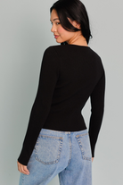 Satin Bow Cutout Knit Long Sleeve Top - Le Lis - RARA Boutique