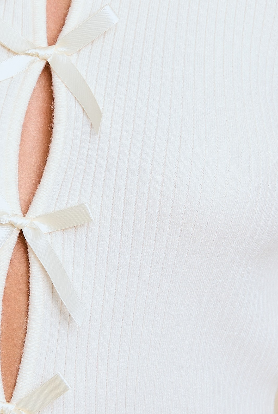 Satin Bow Cutout Knit Long Sleeve Top - Le Lis - RARA Boutique
