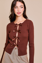 Satin Bow Cutout Knit Long Sleeve Top - Le Lis - RARA Boutique