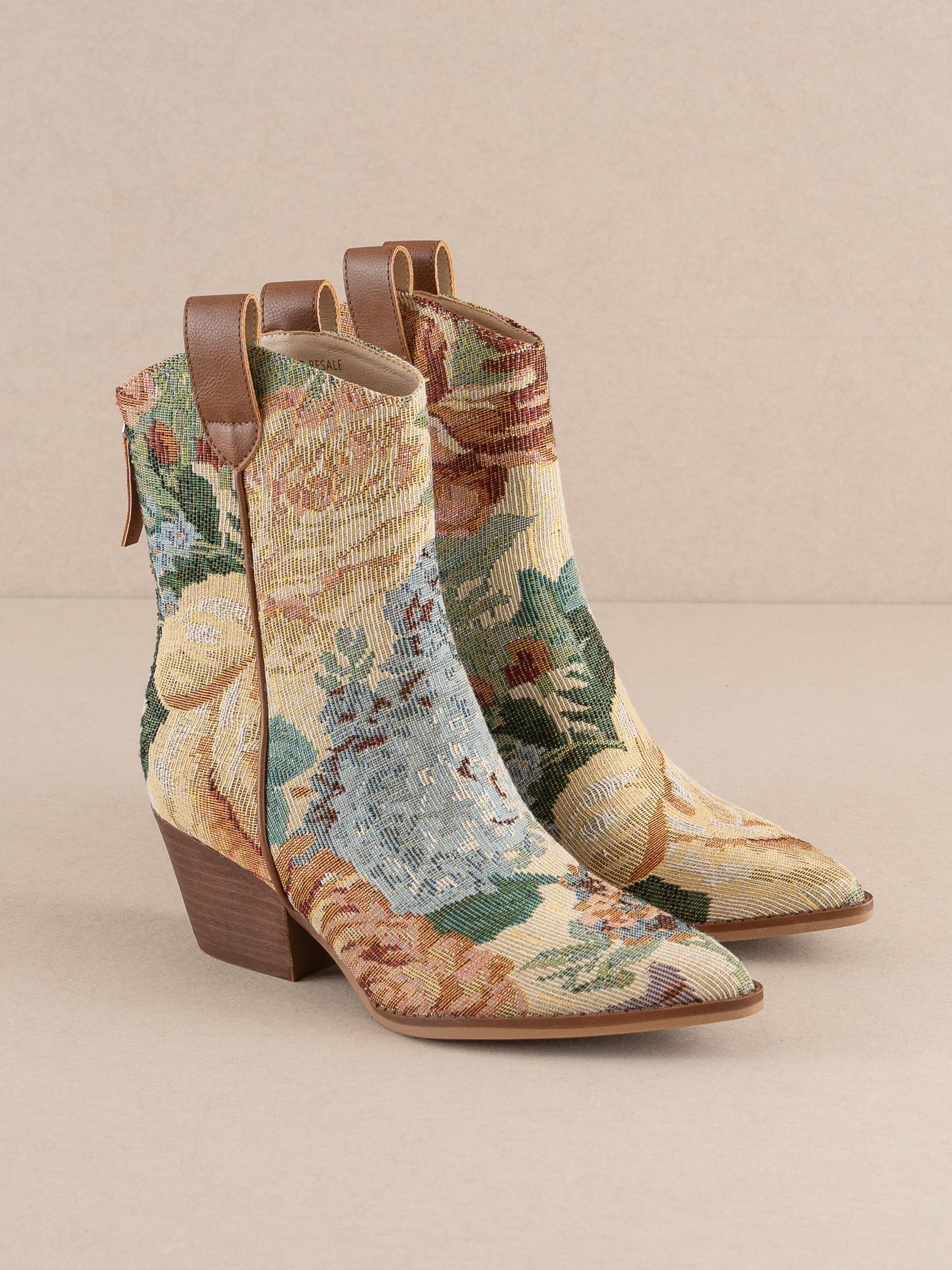 Vintage Floral Jacquard Tapestry Western Boots - Oasis Society - RARA Boutique