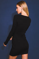Rhinestone Bow Cutout Long Sleeve Sweater Dress - Le Lis - RARA Boutique