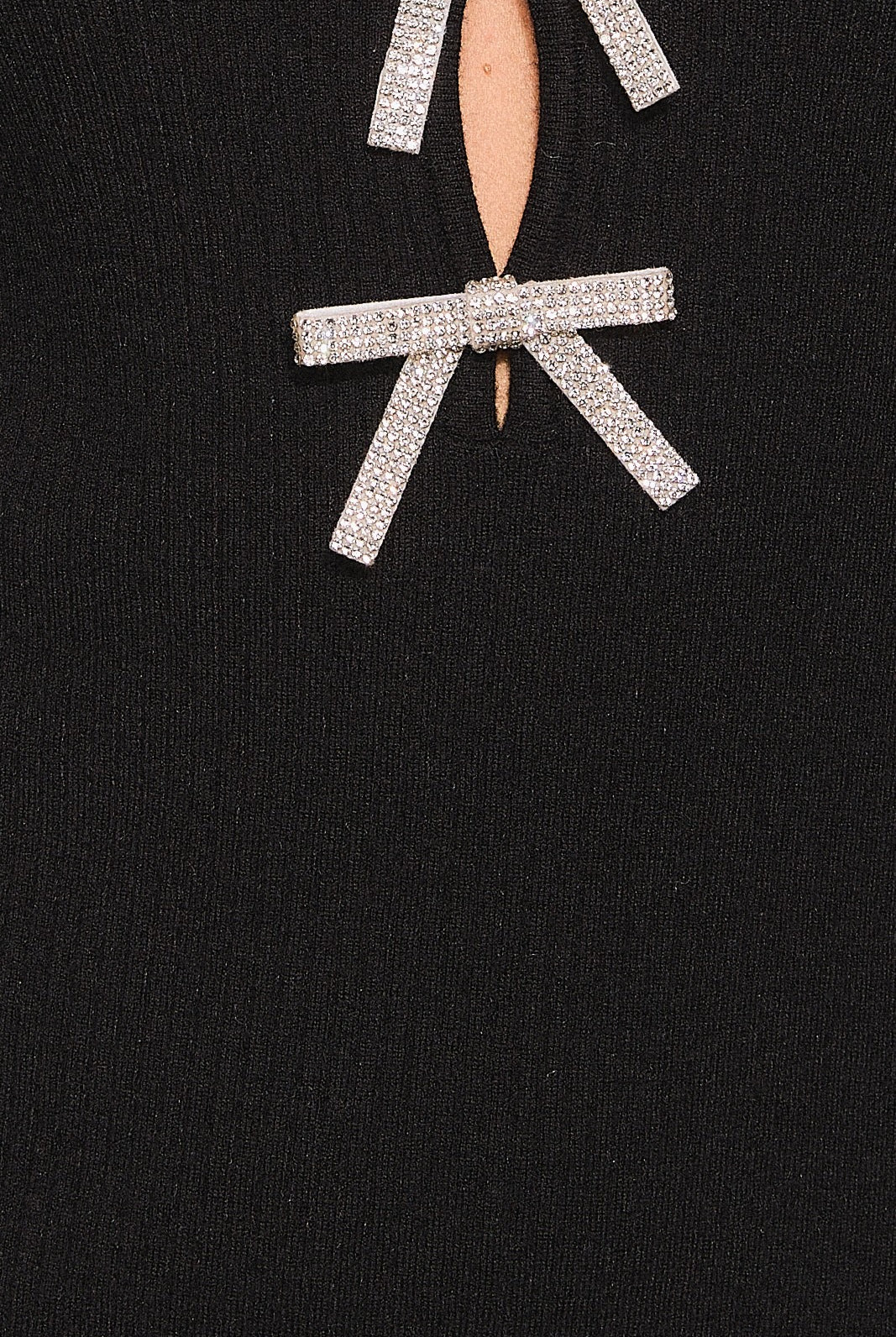 Rhinestone Bow Cutout Long Sleeve Sweater Dress - Le Lis - RARA Boutique