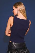 SQUARE NECK SLEEVELESS BOW TRIM SWEATER TOP - Le lis - RARA Boutique