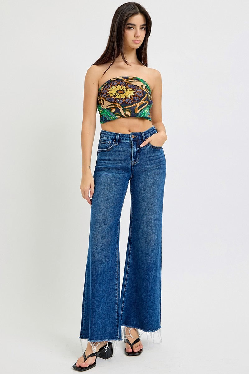Tummy Control High Rise Wide Leg Jeans - Risen - RARA Boutique
