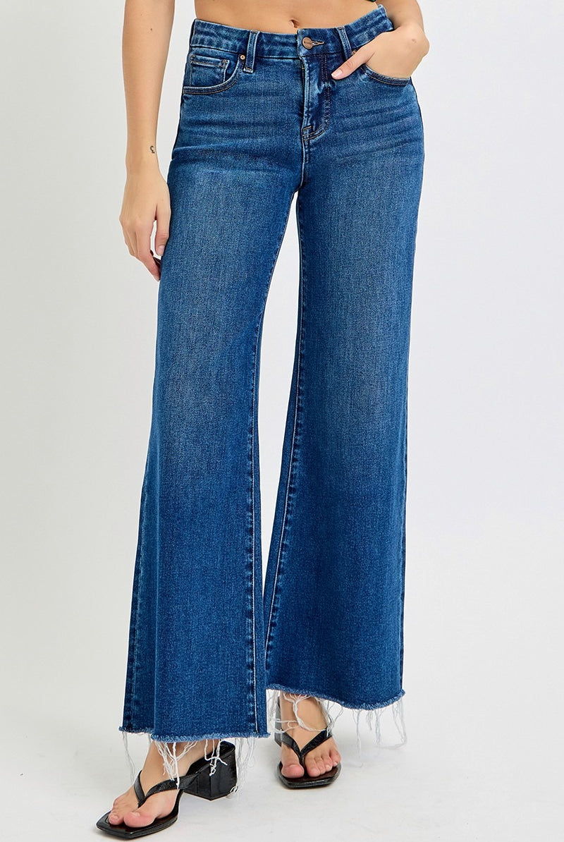 Tummy Control High Rise Wide Leg Jeans - Risen - RARA Boutique