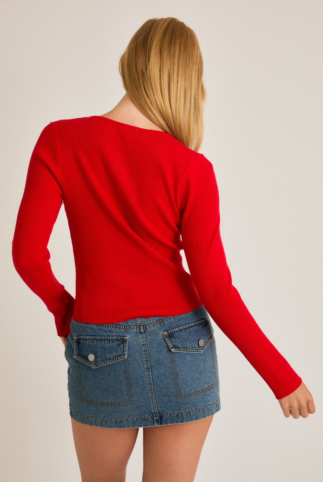 Satin Bow Cutout Knit Long Sleeve Top - Le Lis - RARA Boutique