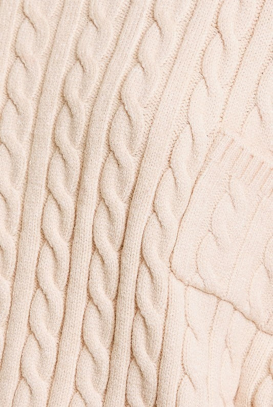 Dolman Sleeve Cable Knit Cropped Sweater with Pocket - Le Lis - RARA Boutique