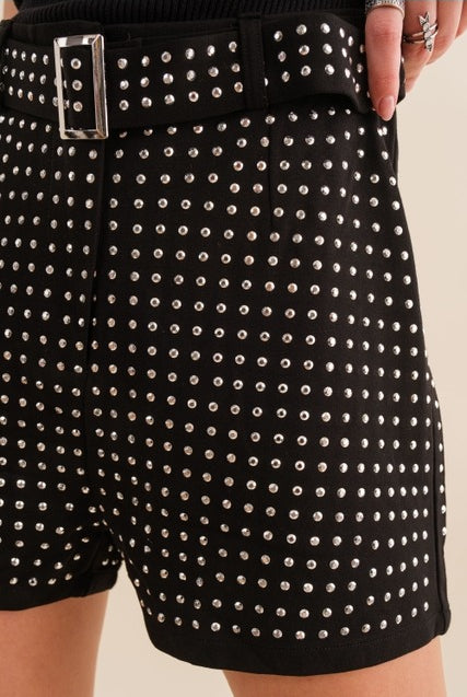 Studded Blue B Shorts - RARA Boutique