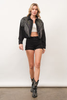 Chevron Rhinestone Fringe Sparkle Denim Jacket - RARA Boutique