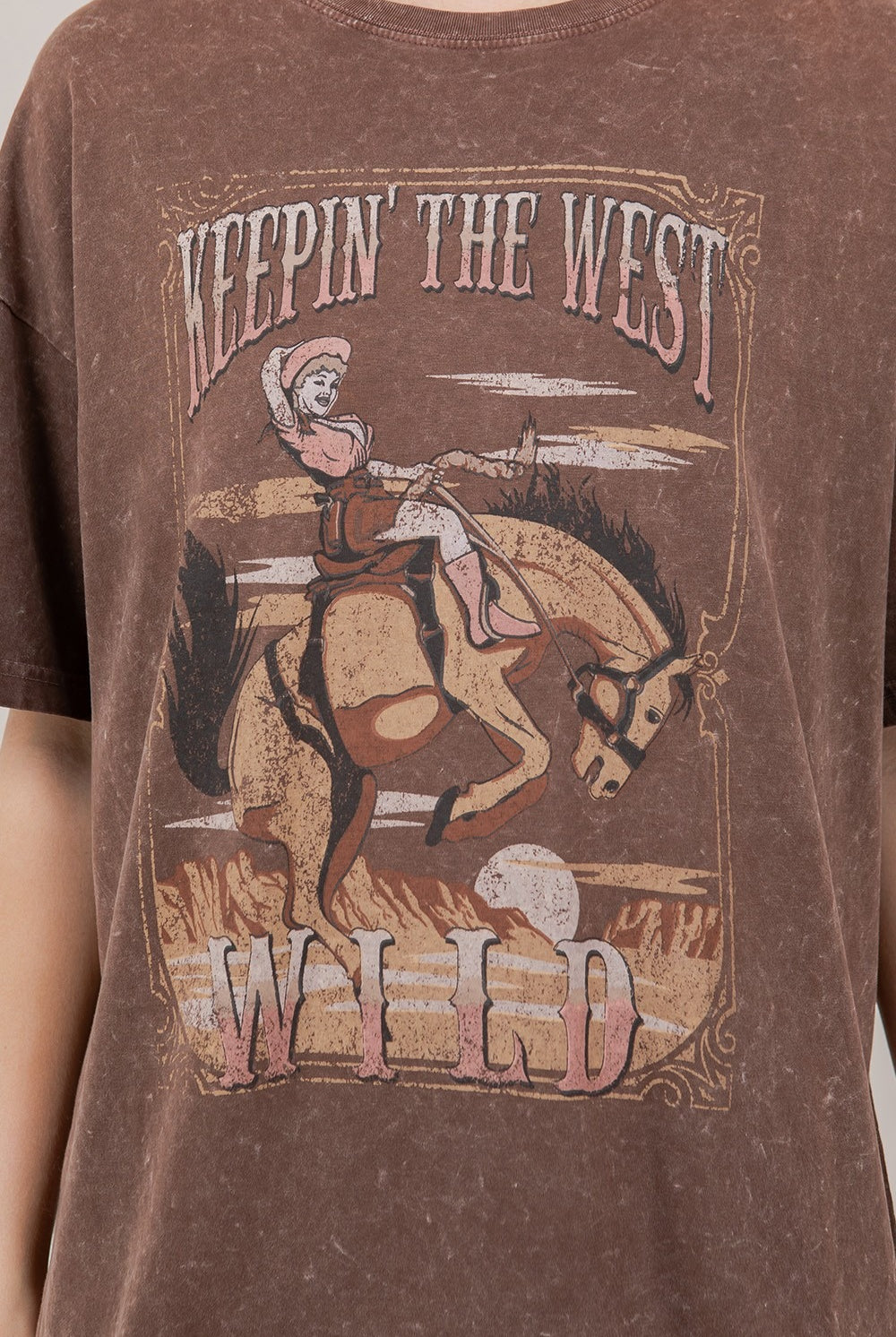 Keepin’ the West Wild Cowgirl Acid Wash T-Shirt - RARA Boutique