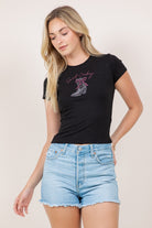 Sweet Cowboy Western Boot Rhinestone Baby Tee - RARA Boutique