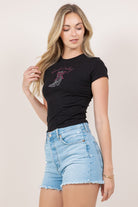 Sweet Cowboy Western Boot Rhinestone Baby Tee - RARA Boutique