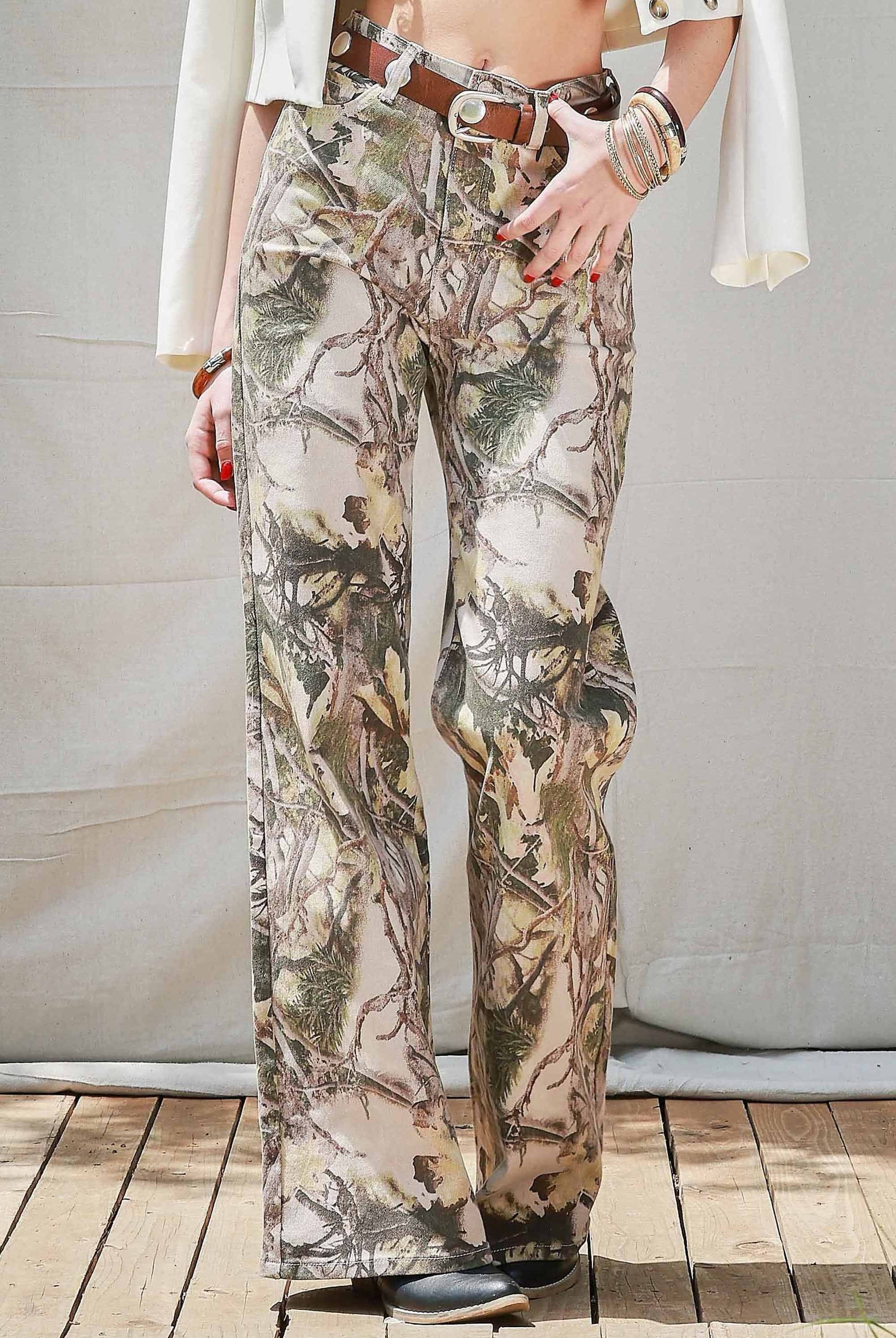 Hunting Camo High-Rise Wide Leg Jeans – Vibrant M.i.U - RARA Boutique