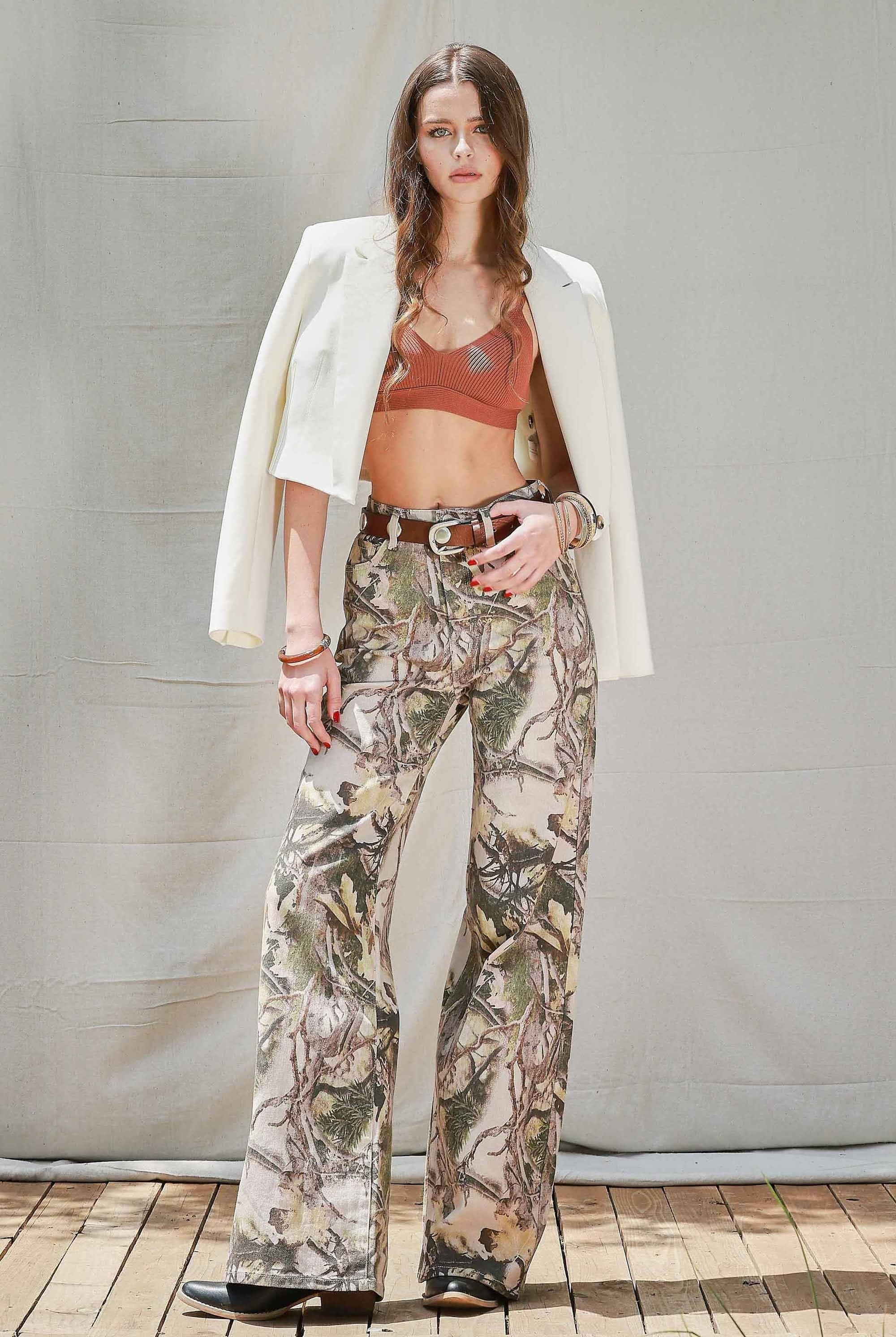 Hunting Camo High-Rise Wide Leg Jeans – Vibrant M.i.U - RARA Boutique