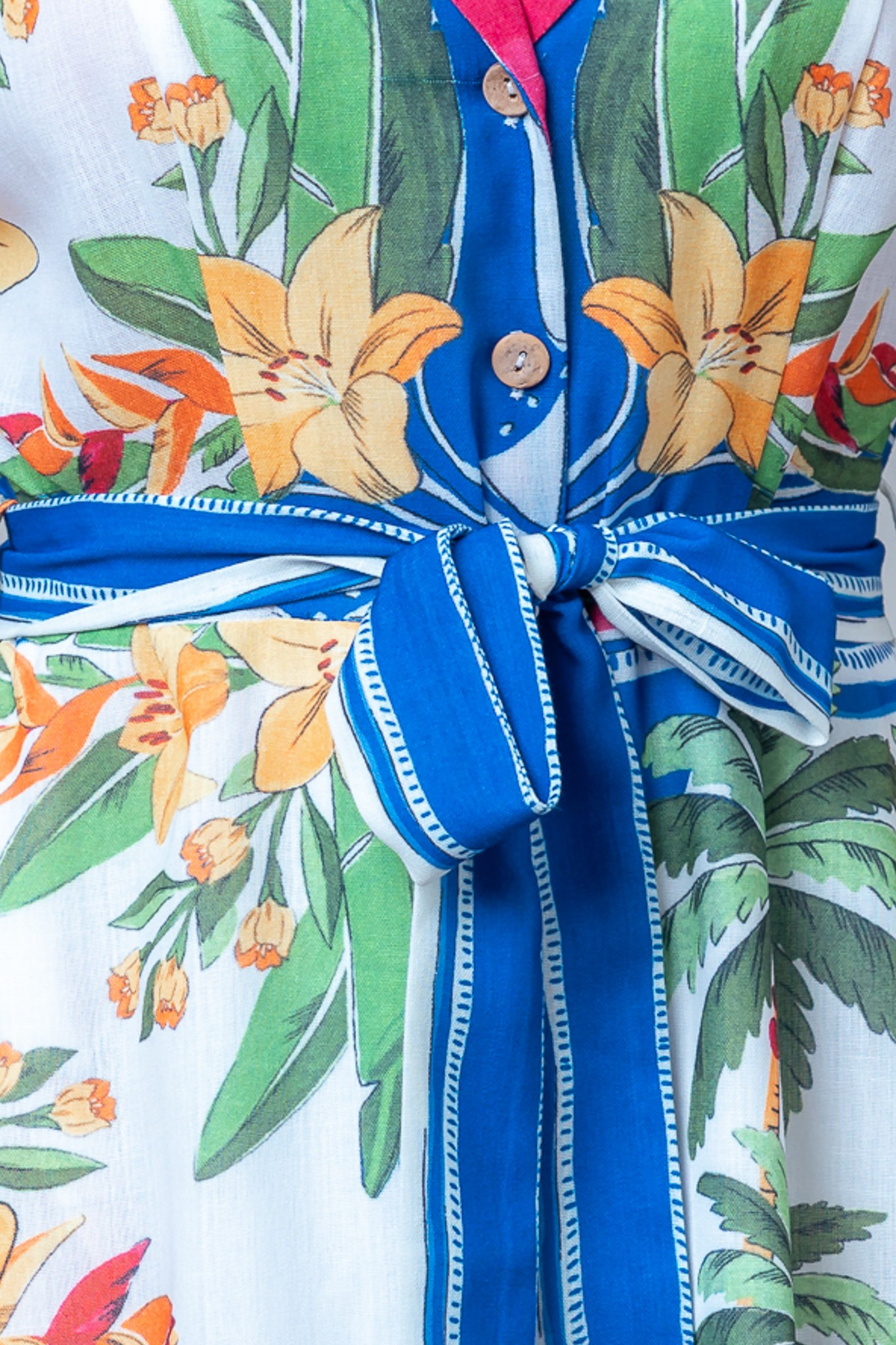 Island Palms & Floral Button-Front Midi Dress - Taelynn - RARA Boutique