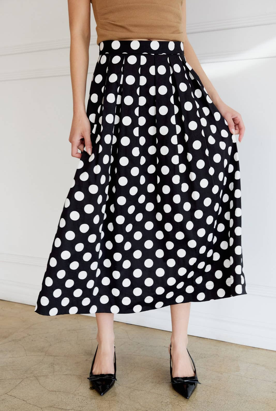 Retro Polka Dot Pleated Circle Midi Skirt - Sunday Edition - RARA Boutique