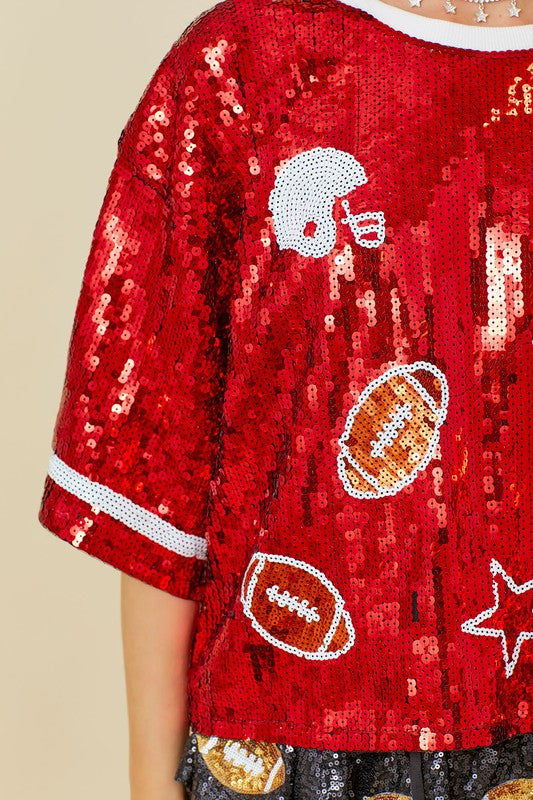 Football Game Day Sequin Top - RARA Boutique
