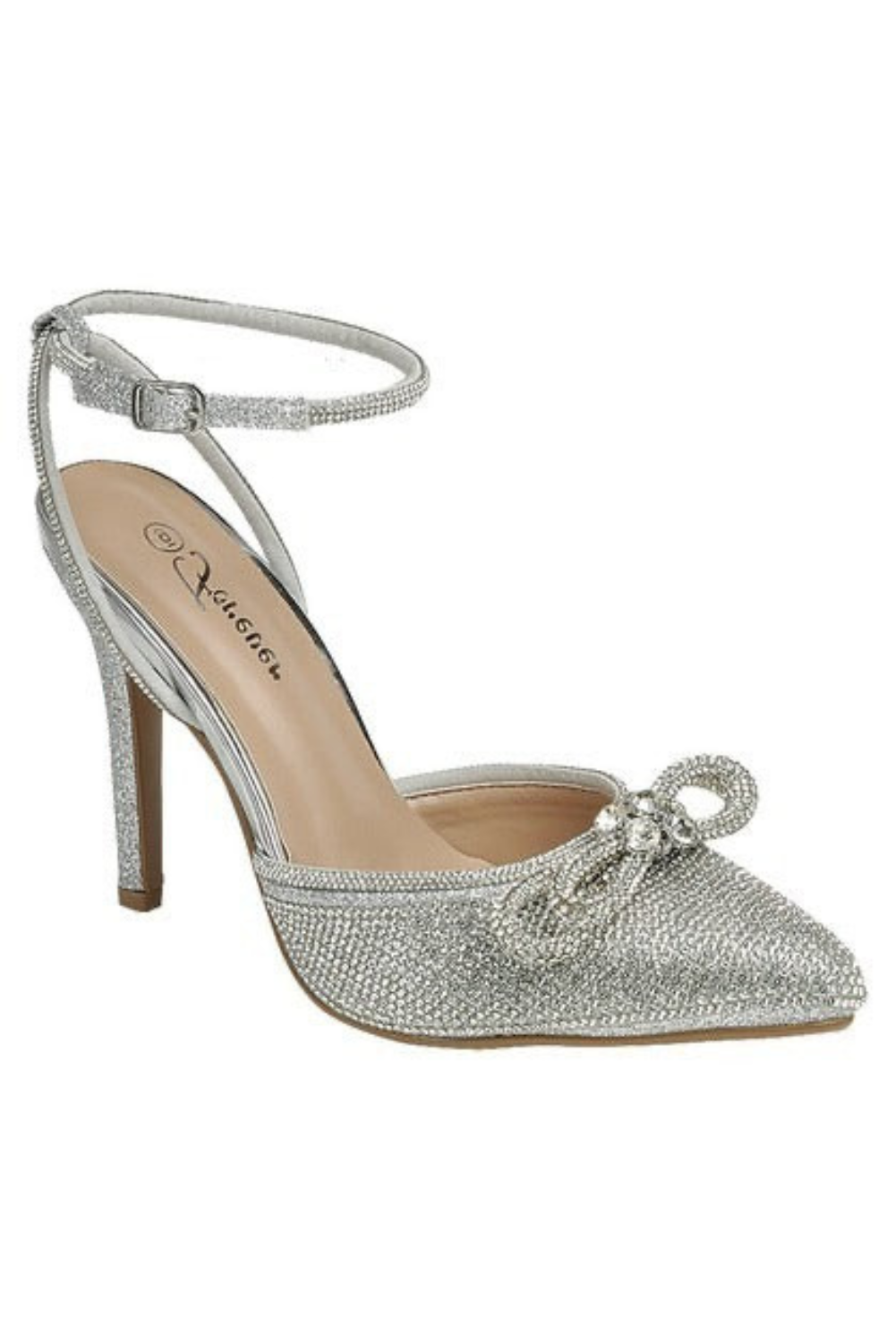 Sparkly Double Rhinestone Bow Pointed Toe High Heels - Forever - RARA Boutique