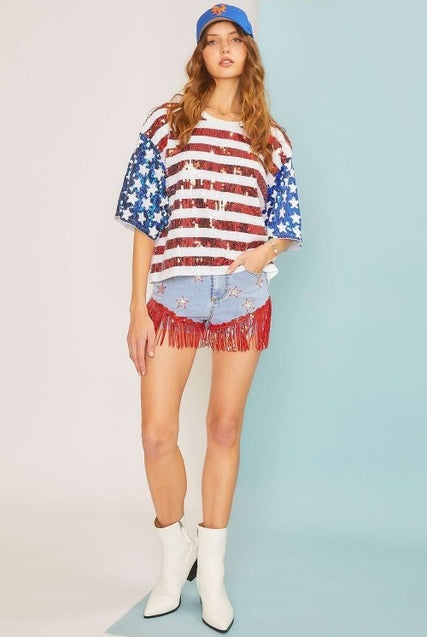 4th sequin American flag - Main Strip - RARA Boutique