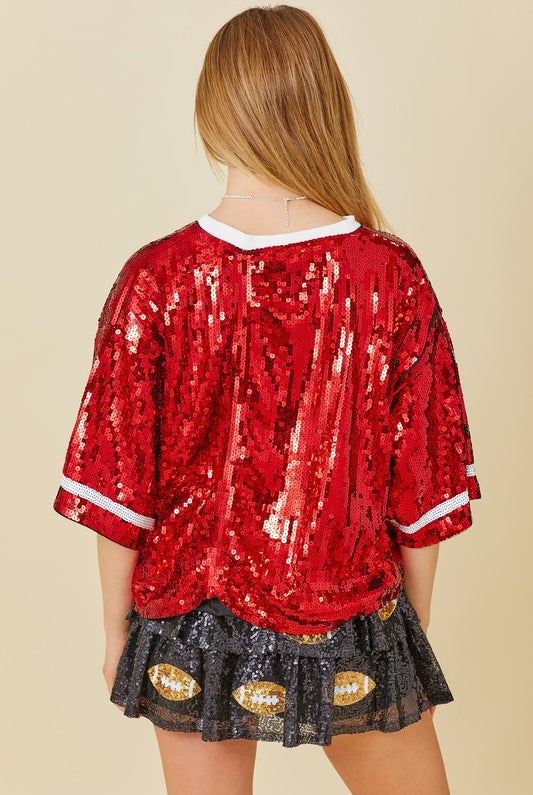 Football Game Day Sequin Top - RARA Boutique