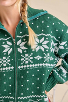 Christmas Faire Isle Knit Sweater Jacket - Main Strip - RARA Boutique