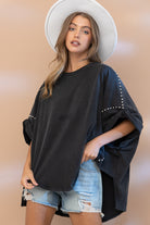 Studded Oversized High Low T Shirt - RARA Boutique