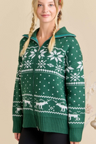 Christmas Faire Isle Knit Sweater Jacket - Main Strip - RARA Boutique