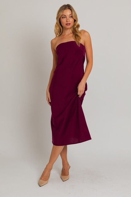 Strapless Cowl Back Midi Sheath Dress - Le Lis - RARA Boutique