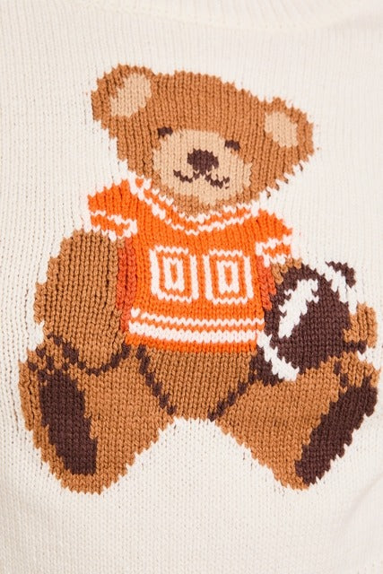 Short Sleeve Football Teddy Bear Sweater Crop Top - Le Lis - RARA Boutique