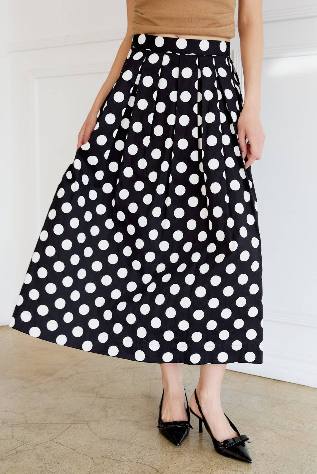 Retro Polka Dot Pleated Circle Midi Skirt - Sunday Edition - RARA Boutique