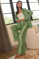 High Rise Wide Leg Sequin Trouser Pants - Main Strip - RARA Boutique