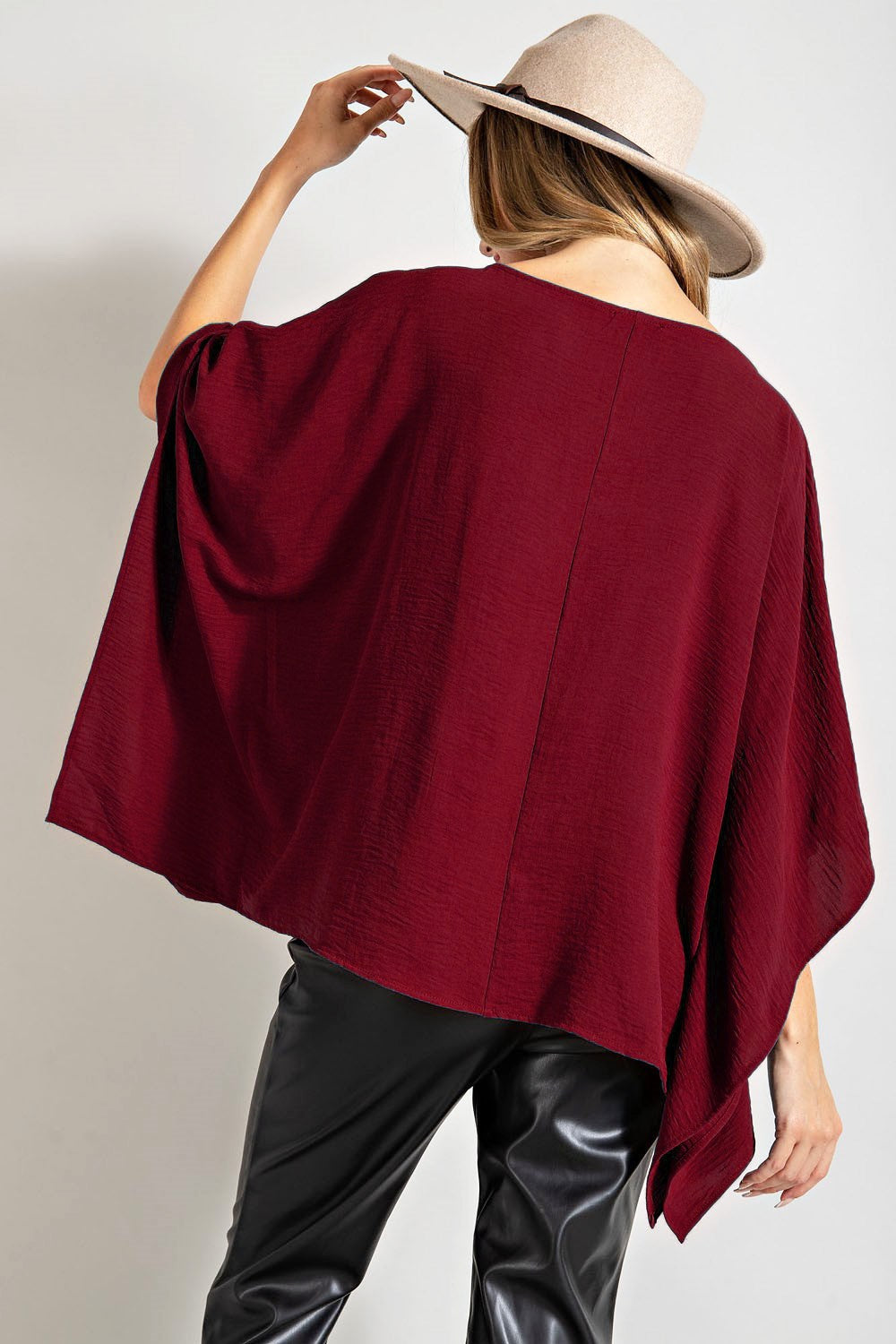 Drapey Short Sleeve Crepe Poncho Blouse Top - eesome - RARA Boutique