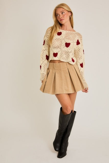 Crochet Heart Sweater Top - Le Lis - RARA Boutique