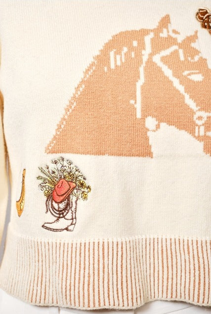 Horse shimmer sweater nice one -Blue B - RARA Boutique