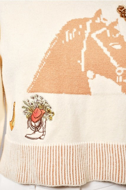 Horse shimmer sweater nice one -Blue B - RARA Boutique