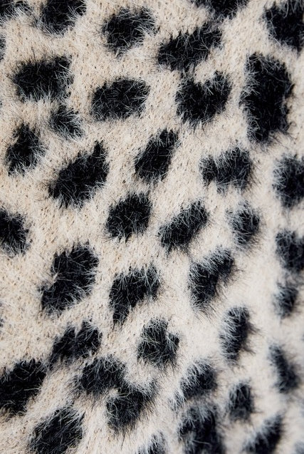 Front Tie Leopard Print Plush Knit Cardigan - Sunday Edition - RARA Boutique